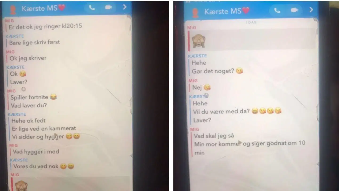 Veronica holdt samtalen kørende med manden på Snapchat et stykke tid. Her inviterede han hendes datter til at være med, mens han onanerede. Privatfoto.