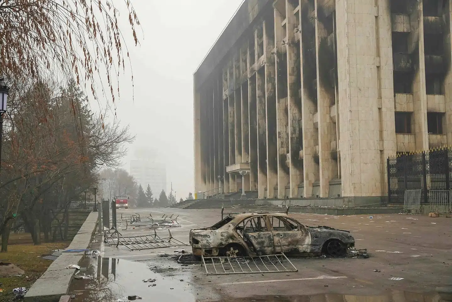 I Almaty er der stadig tydelige spor af optøjer i gaderne.