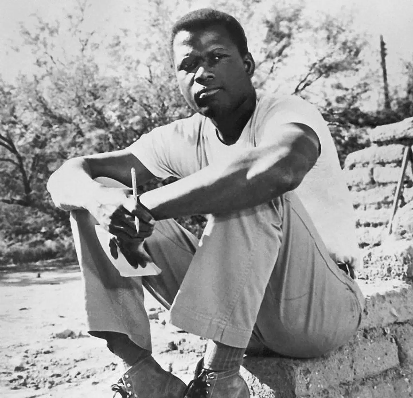 Sidney Poitier under optagelserne til 'Markens liljer' i 1963.