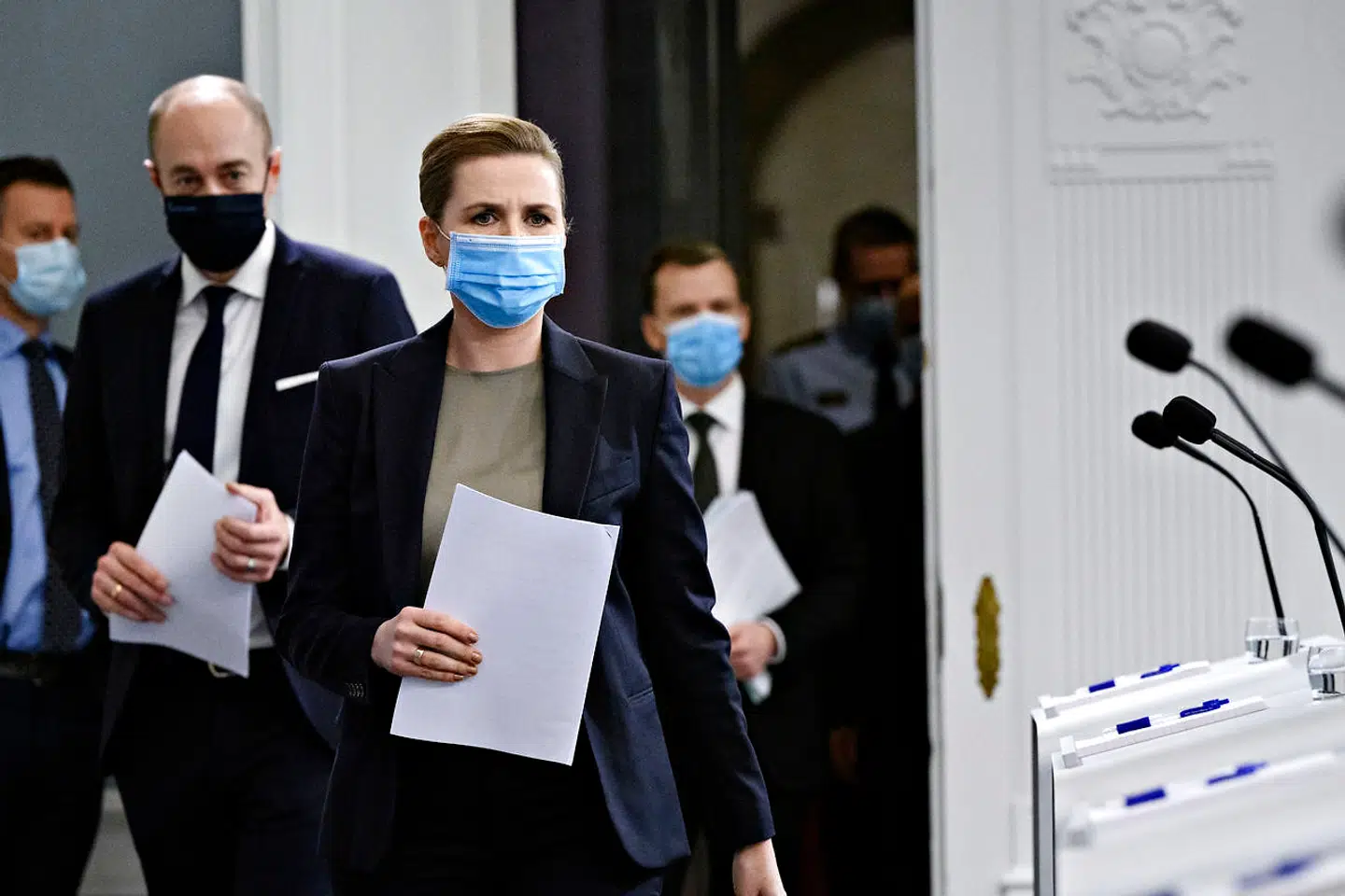 Statsminister Mette Frederiksen og sundhedsminister Magnus Heunicke under et pressemøde i Statsministeriet 29. december 2020.