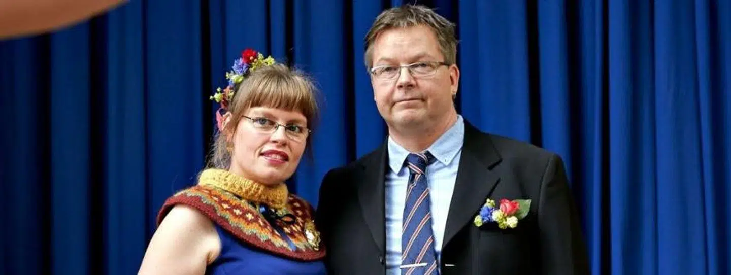 Flemming Mogensen og Freyja Egilsdottir på Aarhus Rådhus, da de blev viet.