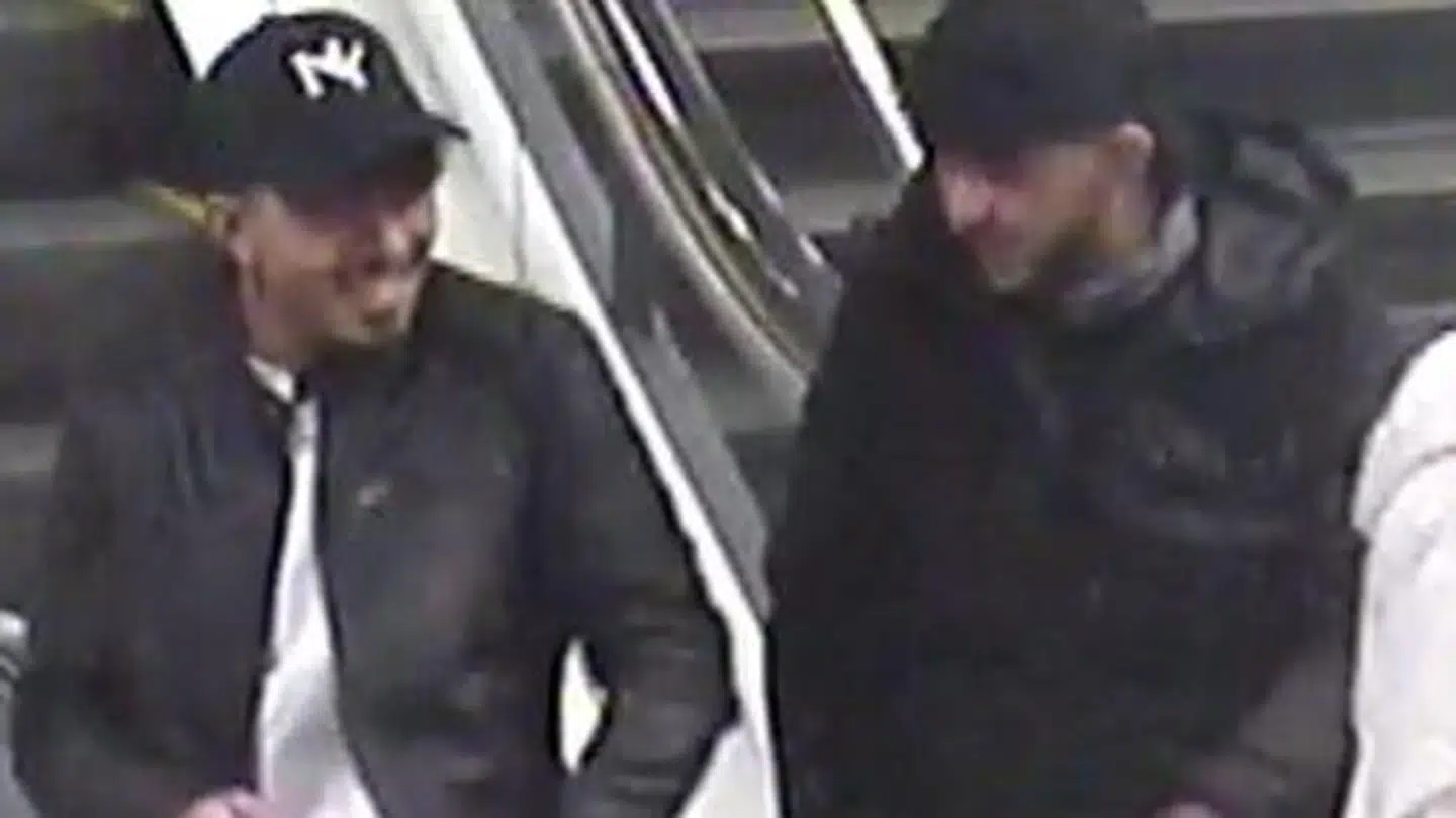 Her ses gerningsmand A og B, ifølge Fyns Politi. Foto: Fyns Politi