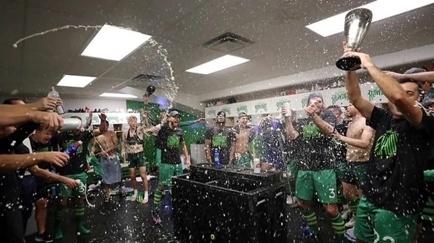Det blev fejret med manér, da Dalgaards klub vandt den regulære sæson i USL Championship.