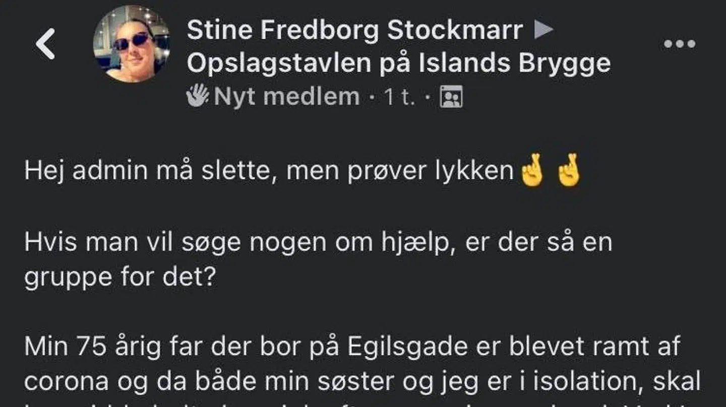 Stine fandt hjælp til sin syge far på Facebook. Foto: Skærmfoto.