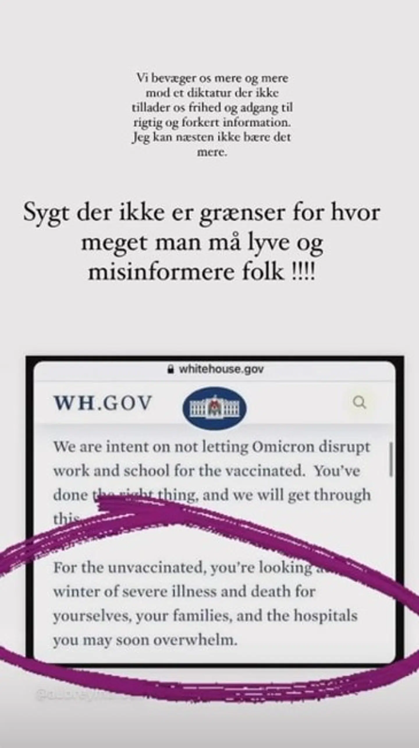 Den første story på Medinas Instagram.