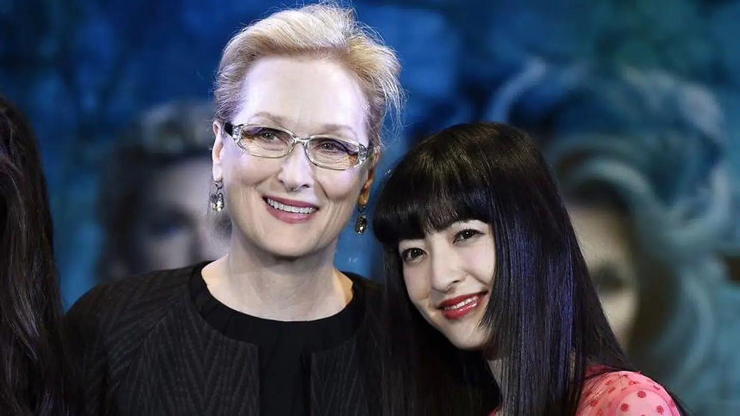 Den amerikanske skuespiller Meryl Streep og den japanske skuespiller Sayaka Kanda til den japanske premiere på 'Into The Woods' i Tokyo i 2015.
