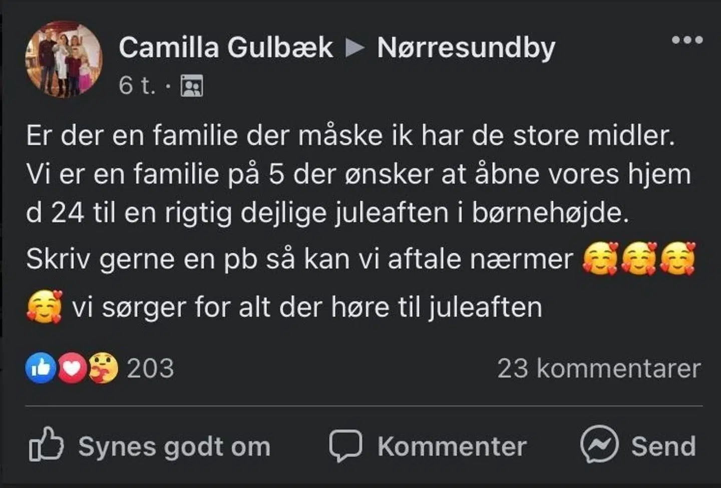 Camilla Gulbæk har siden hun slog det op følt sig nødsaget til at fjerne opslaget igen på grund af spydige kommentarer.