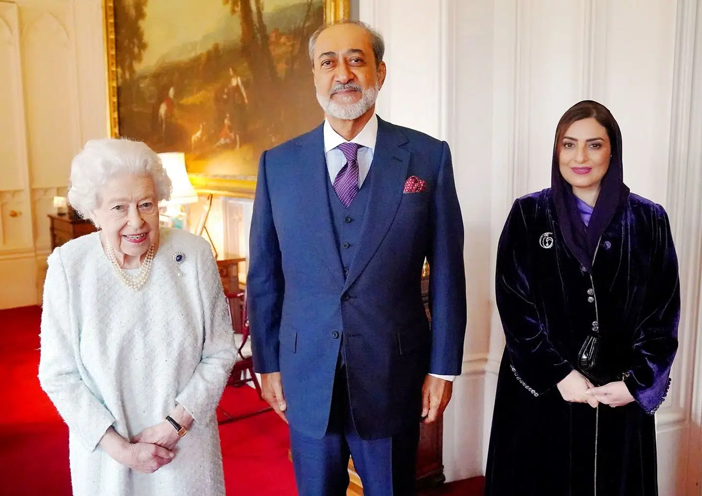 Britain's Queen Elizabeth II receives Omani Sultan Haitham bin Tariq and his wife at Windsor Castle, Windsor, Britain, December 15, 2021. Jonathan Brady/Pool via REUTERS