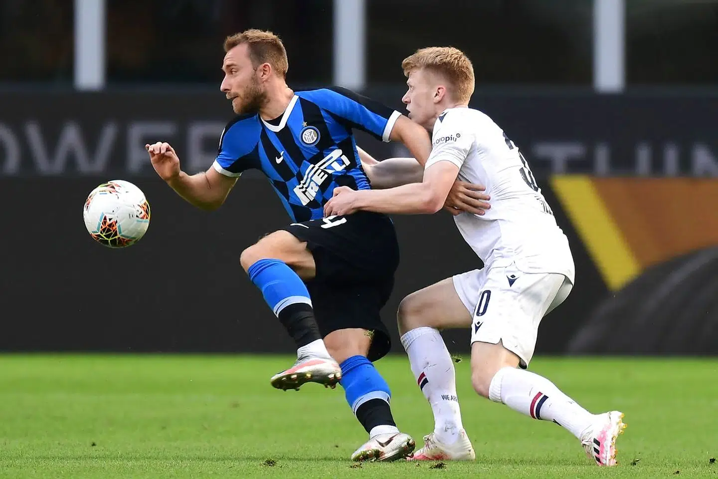 Christian Eriksen fik 60 kampe i Inter-trøjen. Her ses han i en af dem mod Bologna.