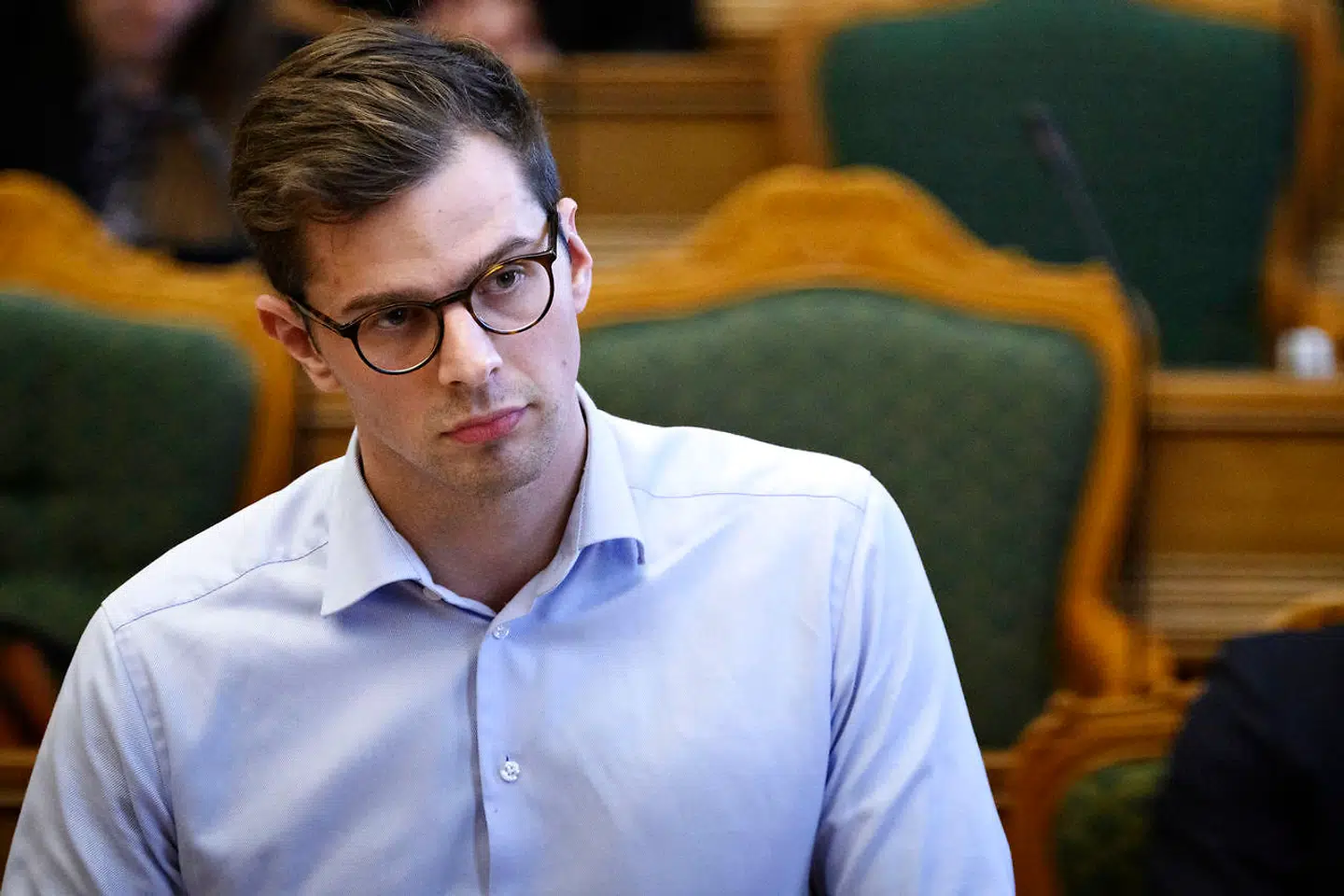 Alex Vanopslagh (LA) under spørgetime med statsministeren i Folketingssalen på Christiansborg i København tirsdag den 14. december 2021.. (Foto: Philip Davali/Ritzau Scanpix)