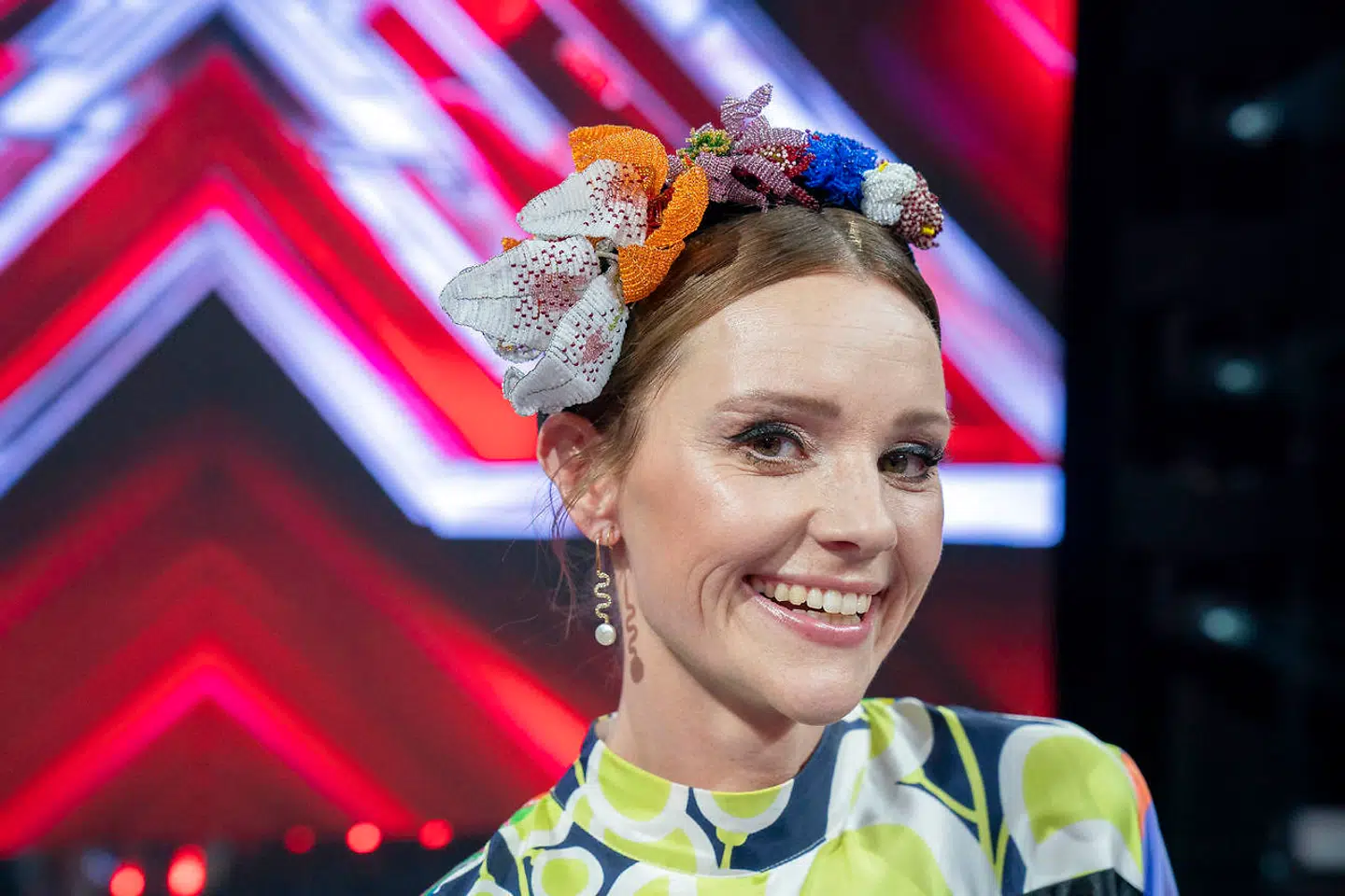 Vært Lise Rønne X Factor Liveshow 2021 i Brøndby fredag den 12. marts 2021. X Factor sendes på TV2. **Pool-dækning leveret af Aller: Materialet kan anvendes vederlagsfrit til redaktionel omtale af programmet** FOTO: Jesper Sunesen / Aller Foto & Video