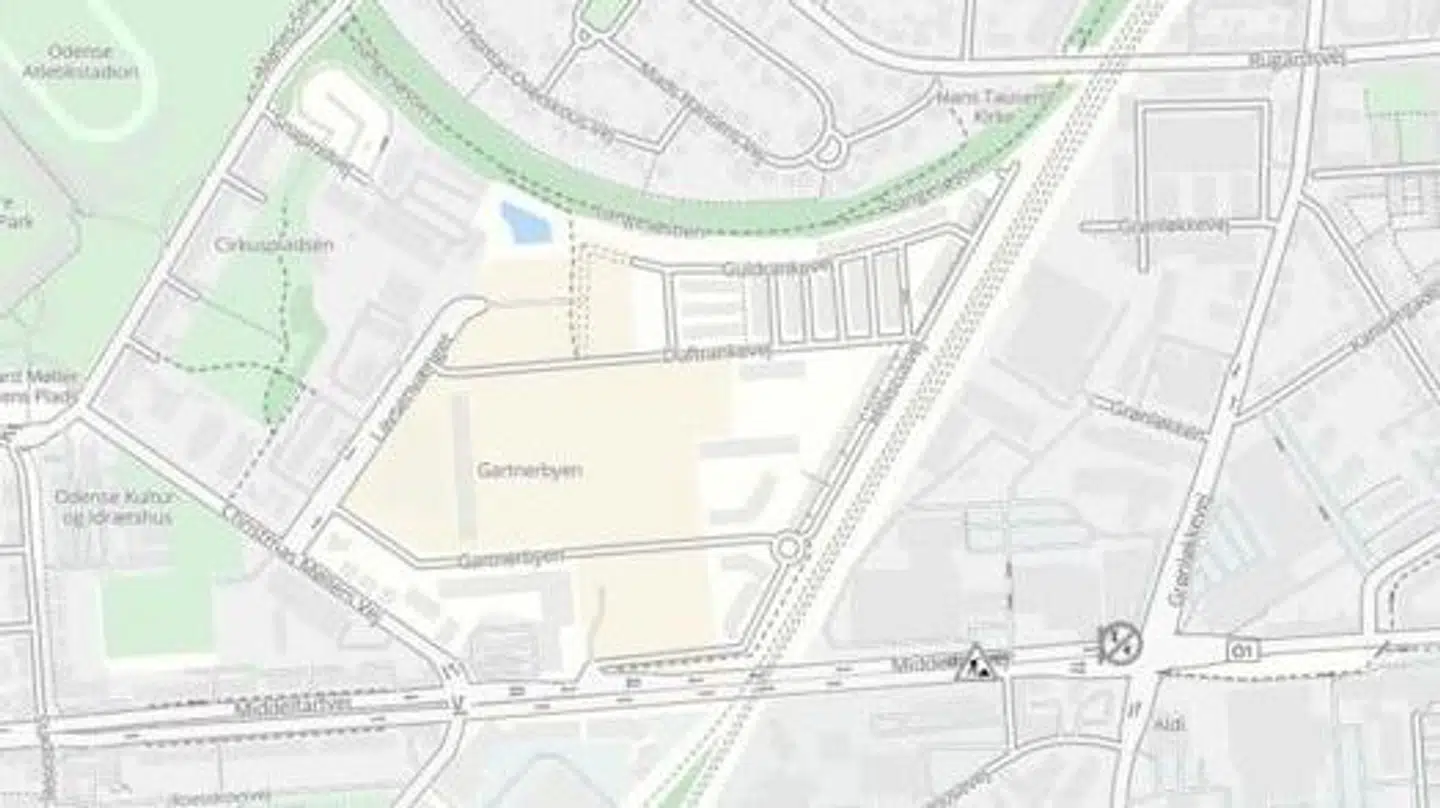 Middelfartvej ensrettes torsdag aften. Man kan altså ikke køre ad Middelfartvej og ud af Odense midtby fra klokken 19 og frem til klokken 06 næste morgen. Foto: Odense Kommune.