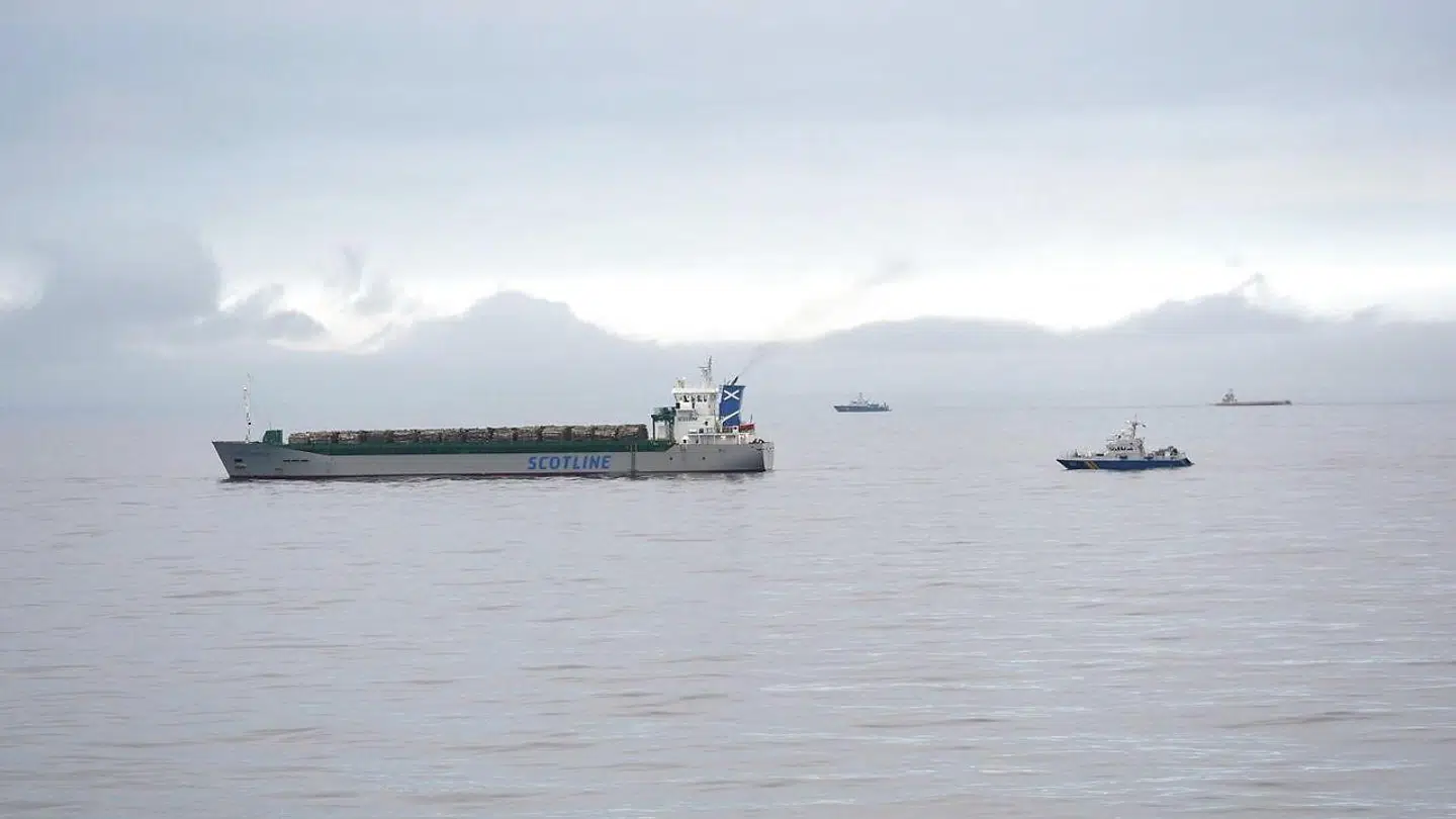 Her ses Scot Carrier, der var involveret i ulykken med det danske fragtskib.