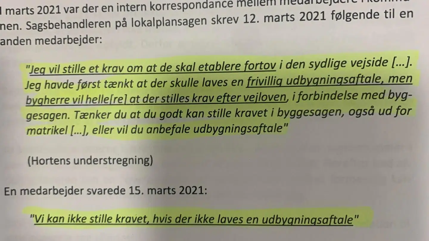 Kommunens sagsbehandler skriver sort på hvidt, at de ønsker at stille krav.