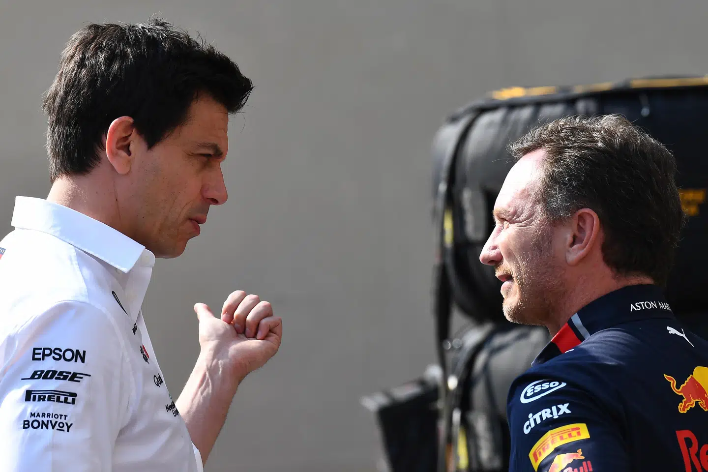 Forholdet mellem Toto Wolff (t.v.) og Christian Horner er blevet anstrengt de seneste uger.