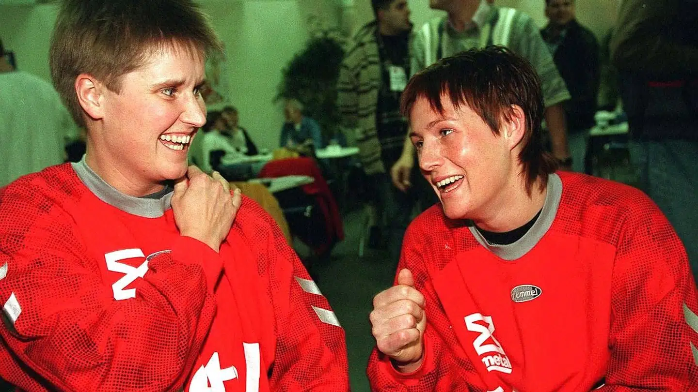 Gitte Sunesen (th.) og Lene Rantala under EM i 1996.