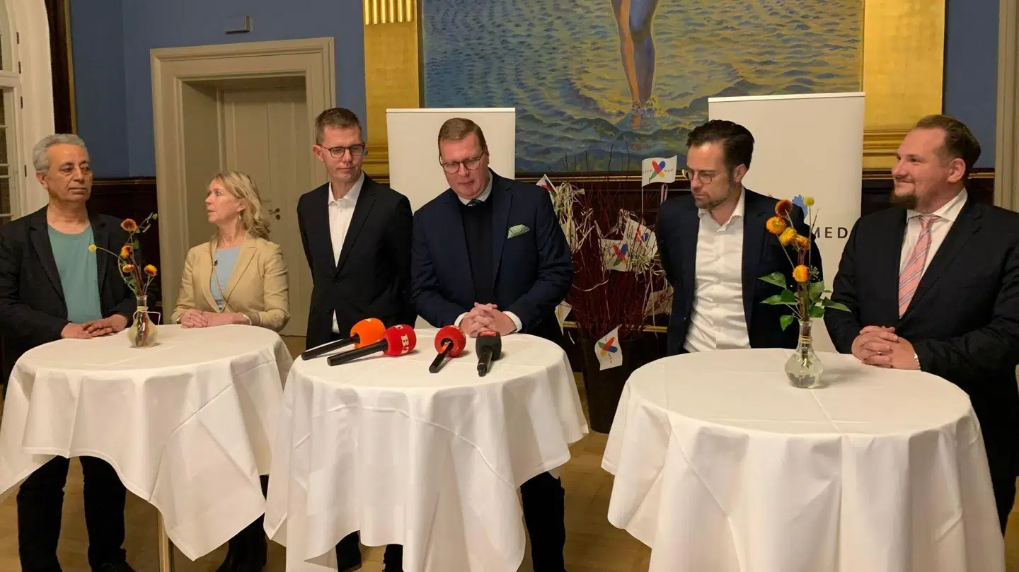 Det var et bredt flertal i Odenses nye byråd, der på valgnatten præsenterede de to nye forvaltninger. ARKIV