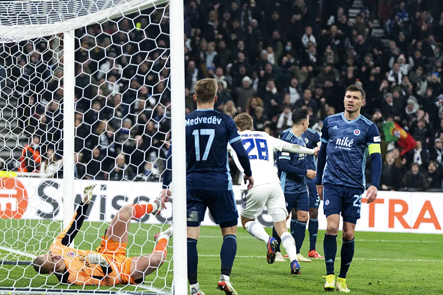 Rasmus Højlund scorede torsdag aften til 2-0 i FC Københavns sejr over Slovan Bratislava i Conference League gruppe F. (Arkivfoto) Claus Bech/Ritzau Scanpix
