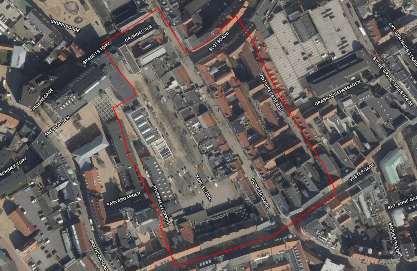 Her ses nattelivszonen, som træder i kraft 22. december i Odense. Foto: Fyns Politi.