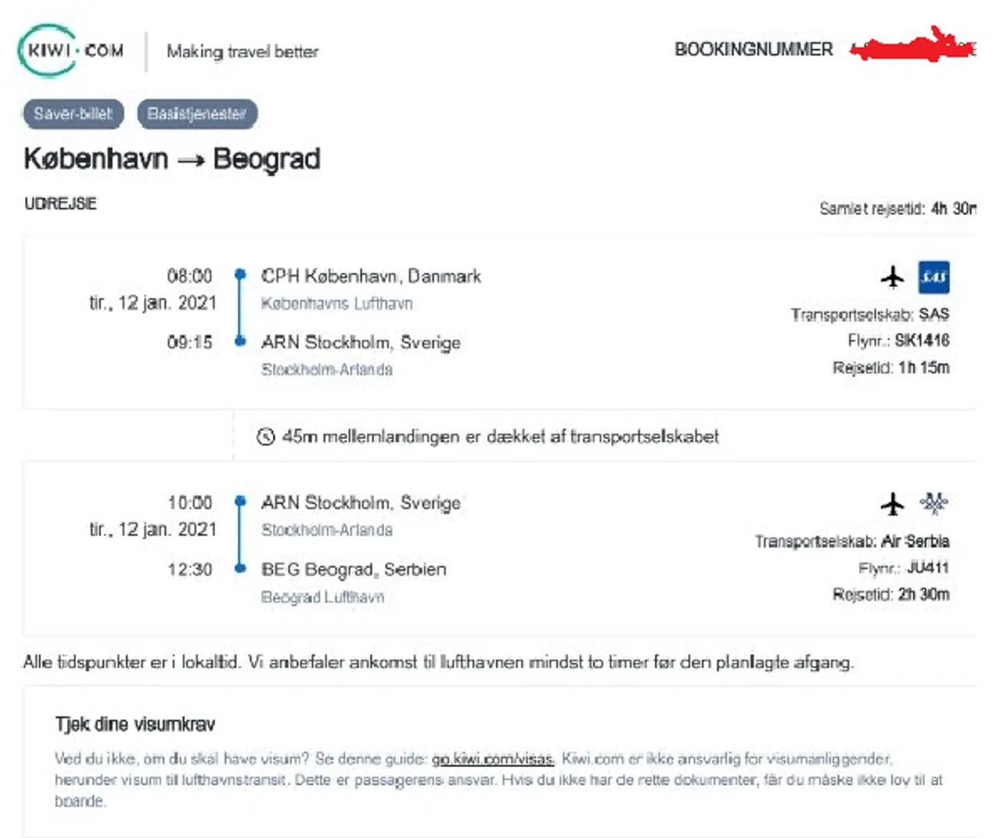 Dokumentation: Kvinden rejste hjem til Serbien 12. januar. Direktøren for krisecentret orienterede ikke kommunen om det og opkrævede i stedet penge for kvindens overnatninger frem til 20. februar, hvor kommunen troede, at hun skulle rejse.