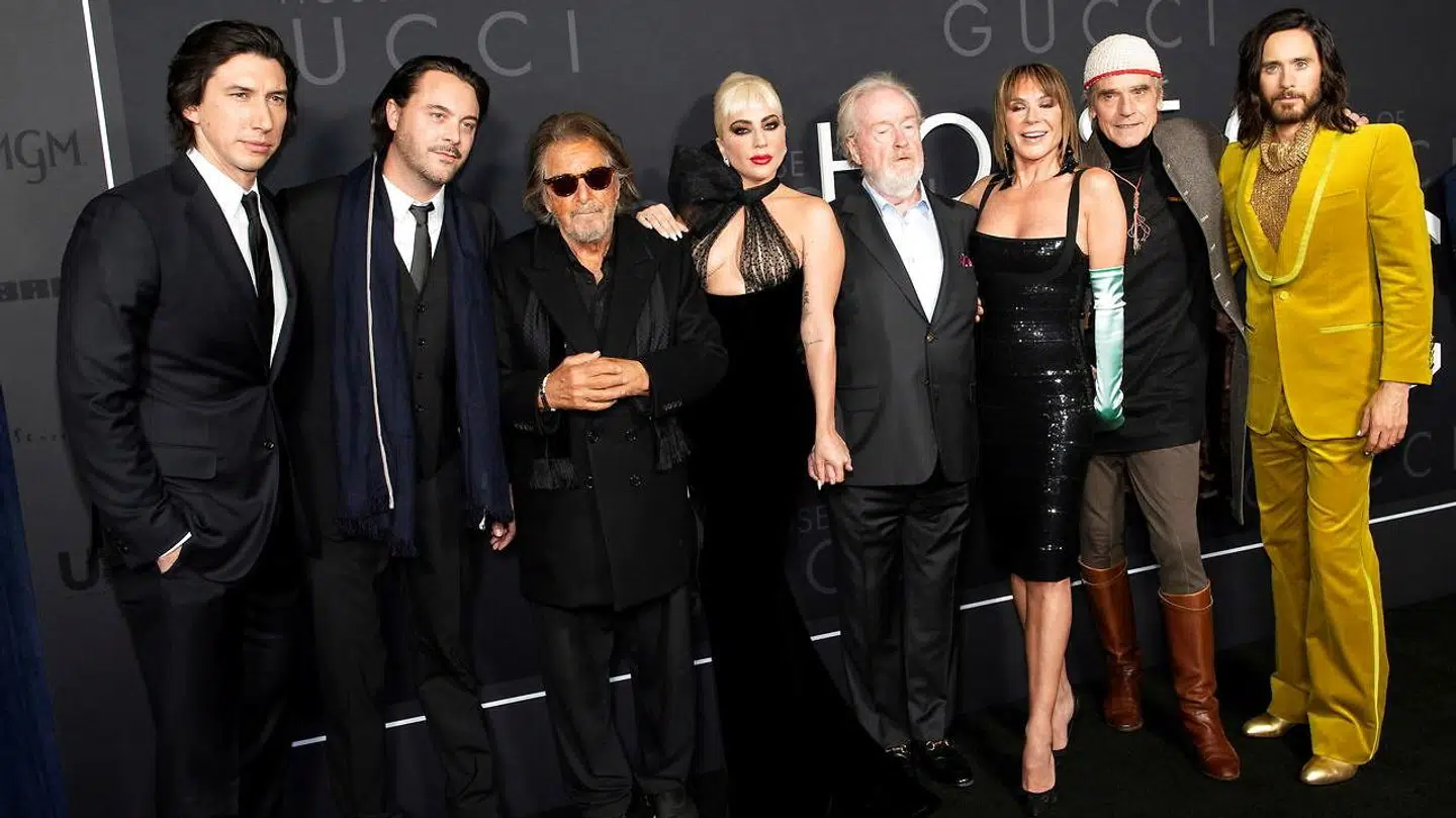 Adam Driver, Jack Huston, Al Pacino, Lady Gaga, Ridley Scott, Giannina Facio, Jeremy Irons og Jared Leto til premieren på 'House of Gucci' 16. november.