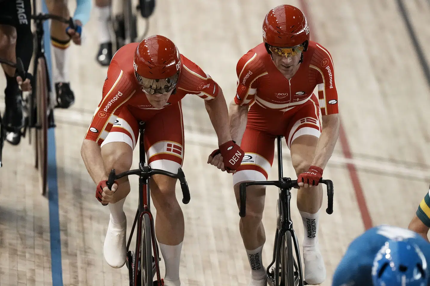 Lasse Norman og Michael Mørkøv har med guld ved både OL og VM været med til at hive store resultater hjem for Danmark i 2021. Thibault Camus/Ritzau Scanpix