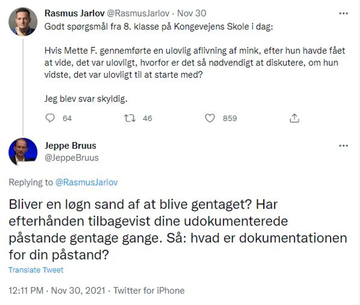 Jarlov og Bruus i Twitter-slagsmål.