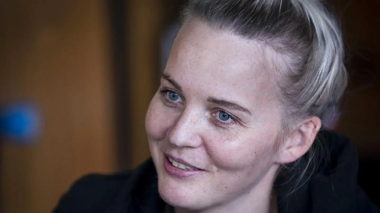 Sandra Toft under kvindelandsholdets pressemøde i Barcelona onsdag den 1 december 2021. (Foto: Liselotte Sabroe/Ritzau Scanpix)