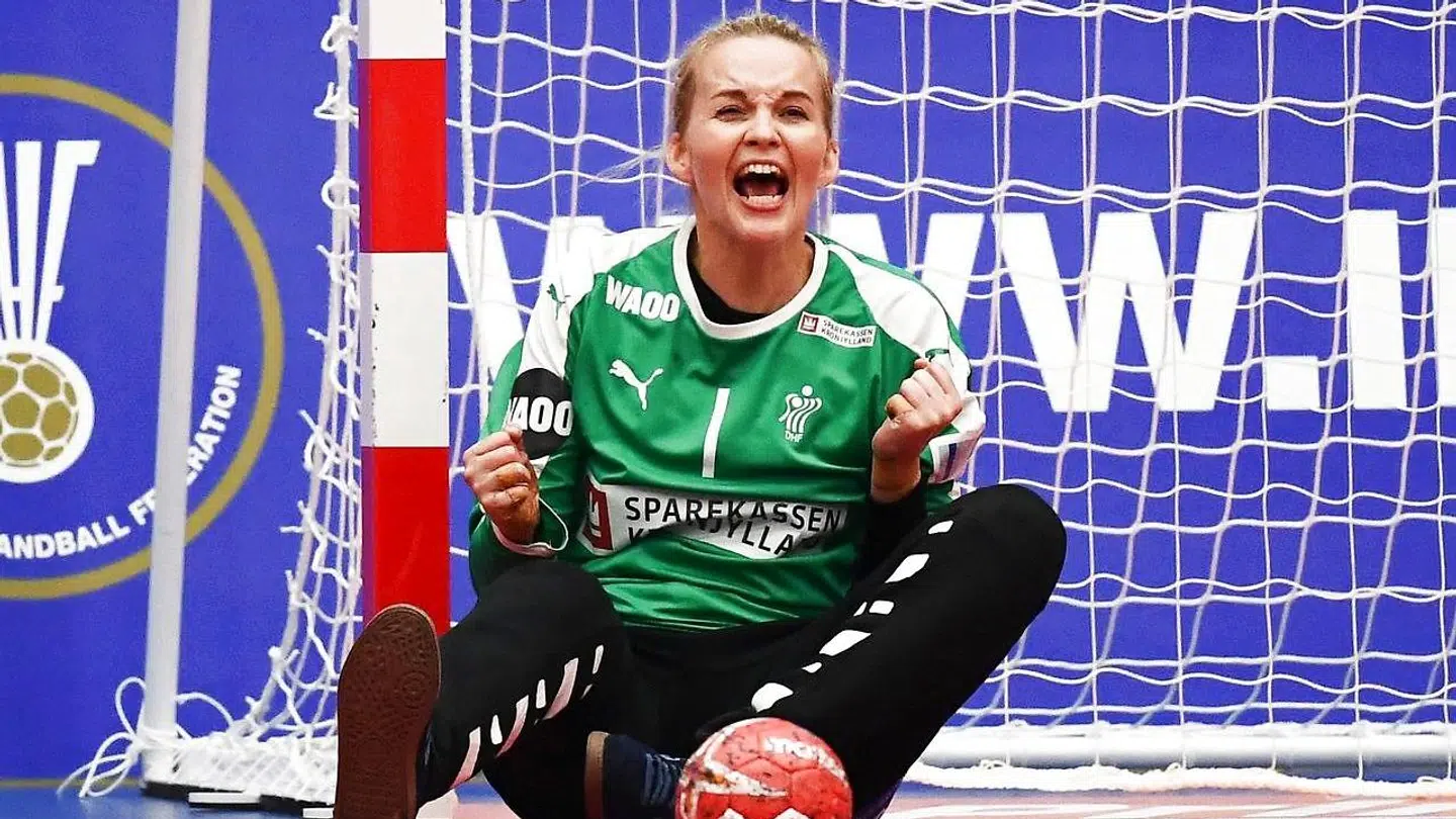 Sandra Toft under VM-kampen i 2019 mod Frankrig.