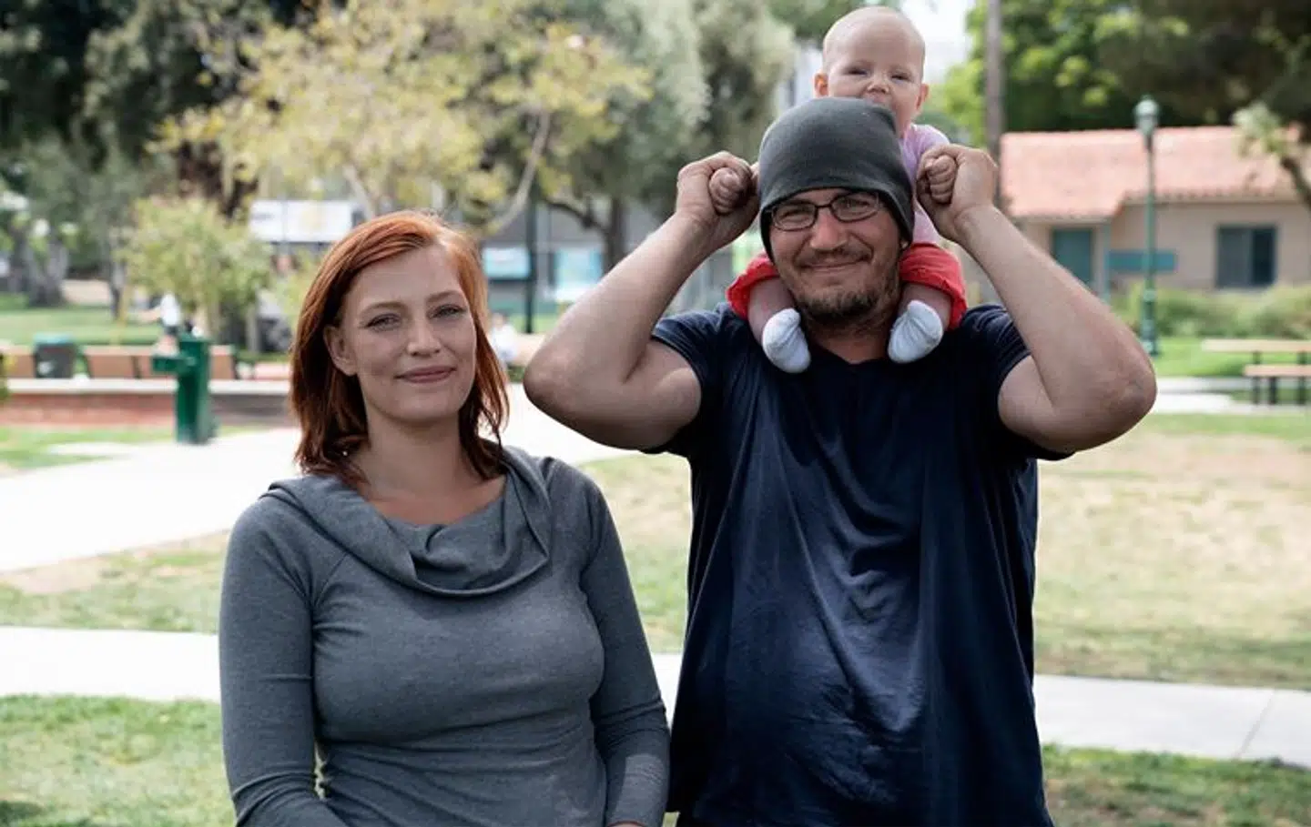 Nadia Shila og Jeremy, dengang de var med i Discovery-serien 'De unge mødre', da datteren Hope var et år.