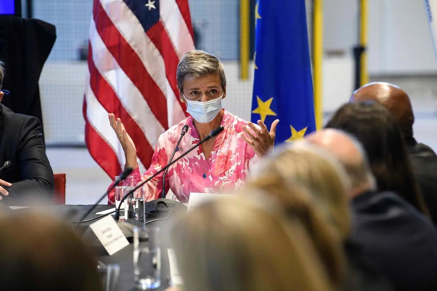 Margrethe Vestager under handelsforhandlinger mellem EU og USA i 2021.