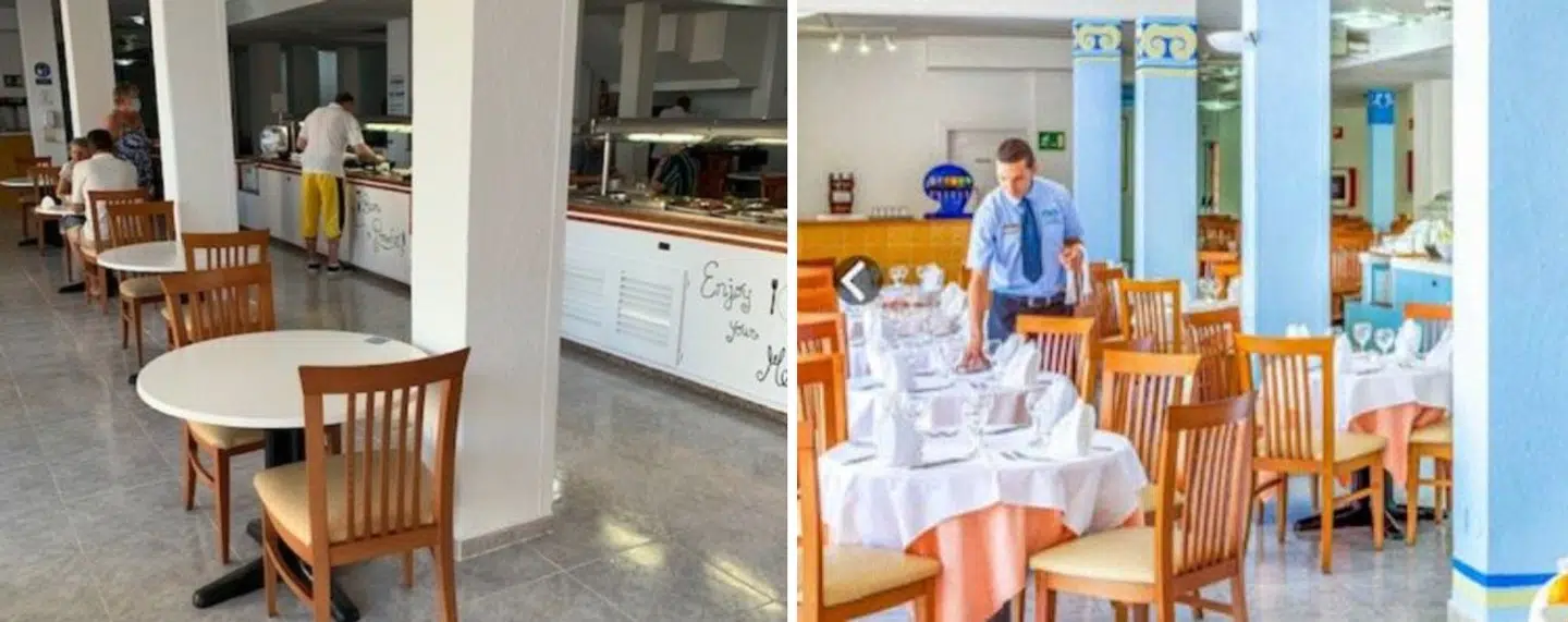 Til venstre ser man restauranten, som Alexander og kæresten spiste i. Til højre ser man den, som Bravo Tours reklamerer med.