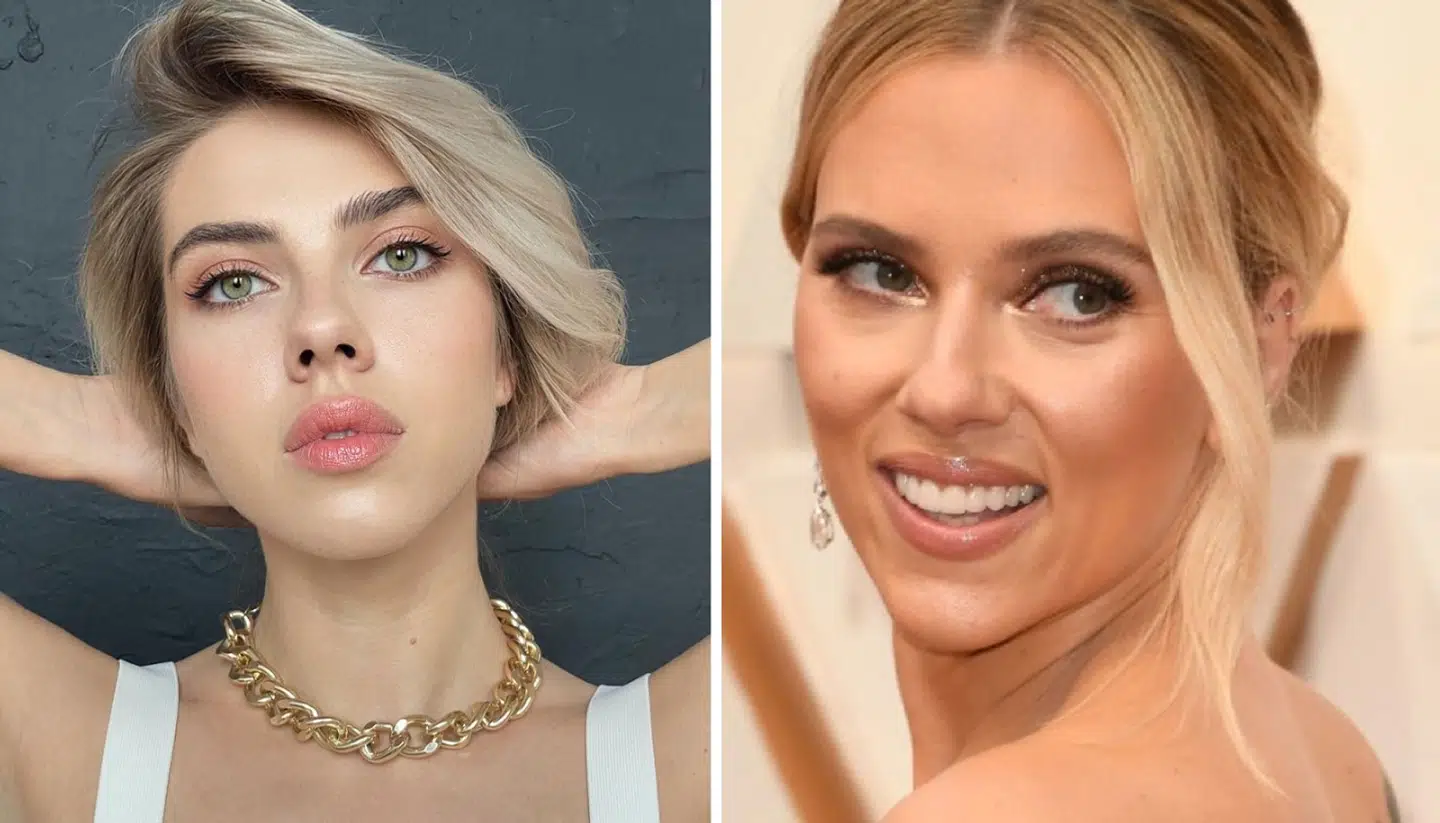 Til venstre ses Ekaterina Shumskaya og til højre ses Scarlett Johansson.