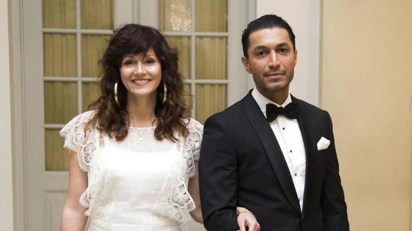 Burhan G og Sarah Zobel ved dronnings Margrethes aftenselskab "Arts et lettres" for kunst og kultur på Christiansborg Slot i marts 2016.