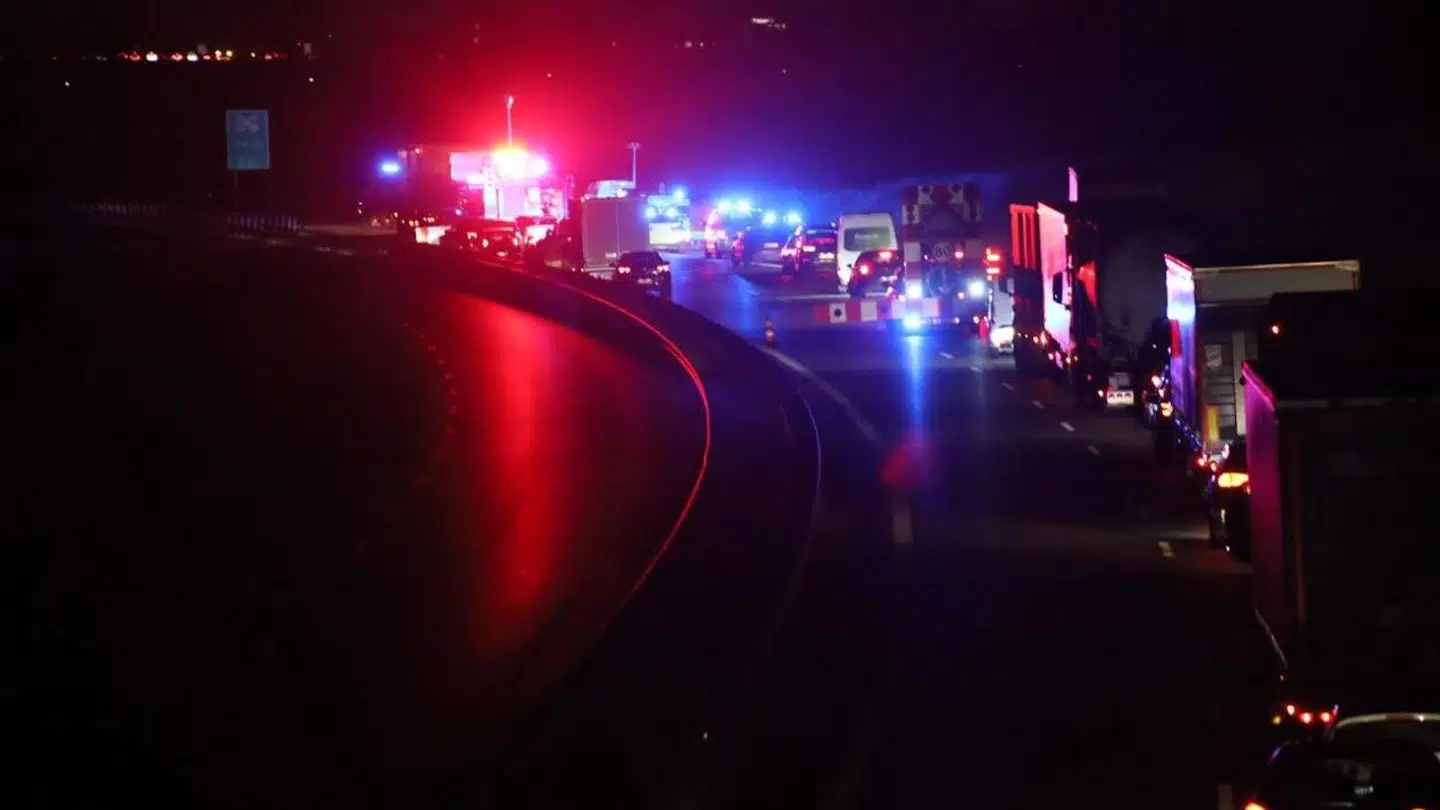 Endnu et uheld skaber kø på Rute 13, 18 Midtjyske Motorvej ved Lindved. Foto: Presse-fotos.dk