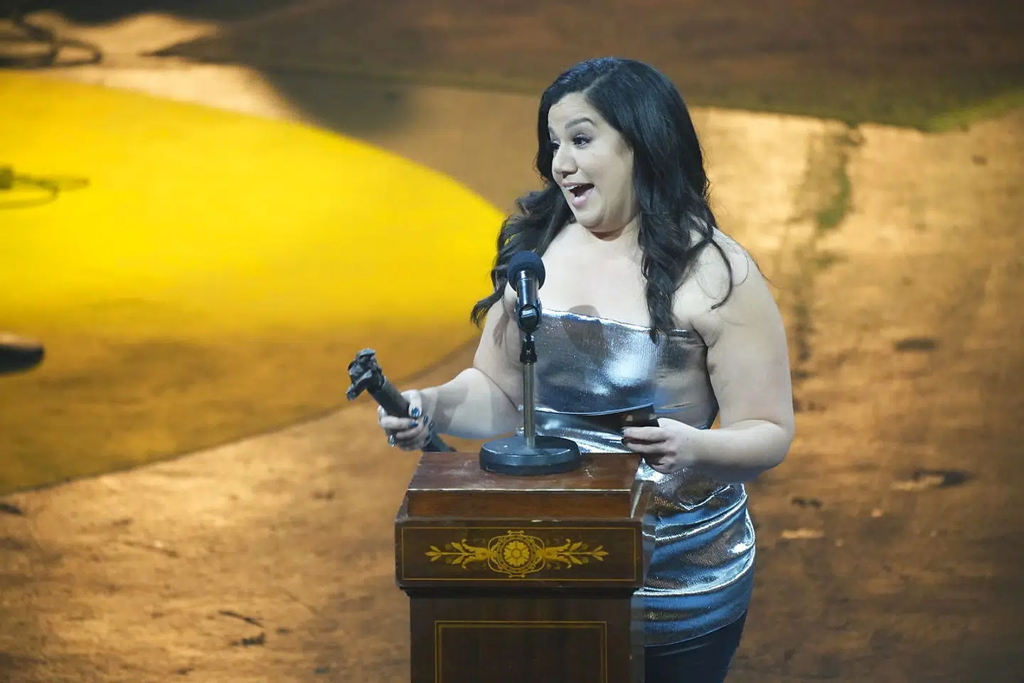 Simi Jan alene på scenen ved Danish Music Awards hvor Rasmus Seebach skulle have stået ved siden af.