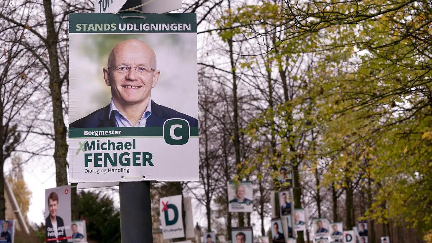 Valgplakat for Michael Fenger fra Det Konservative Parti i Gentofte, mandag den 8. november 2021. Der afholdes kommunalvalg og regionsrådsvalg den 16. november 2021.
