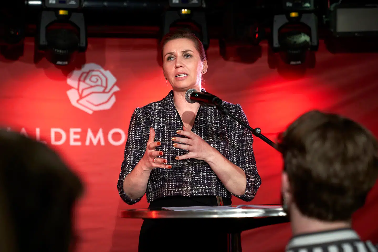 Socialdemokratiets valgfest amager Bio. Statsminister Mette Frederiksen ankommer og taler.