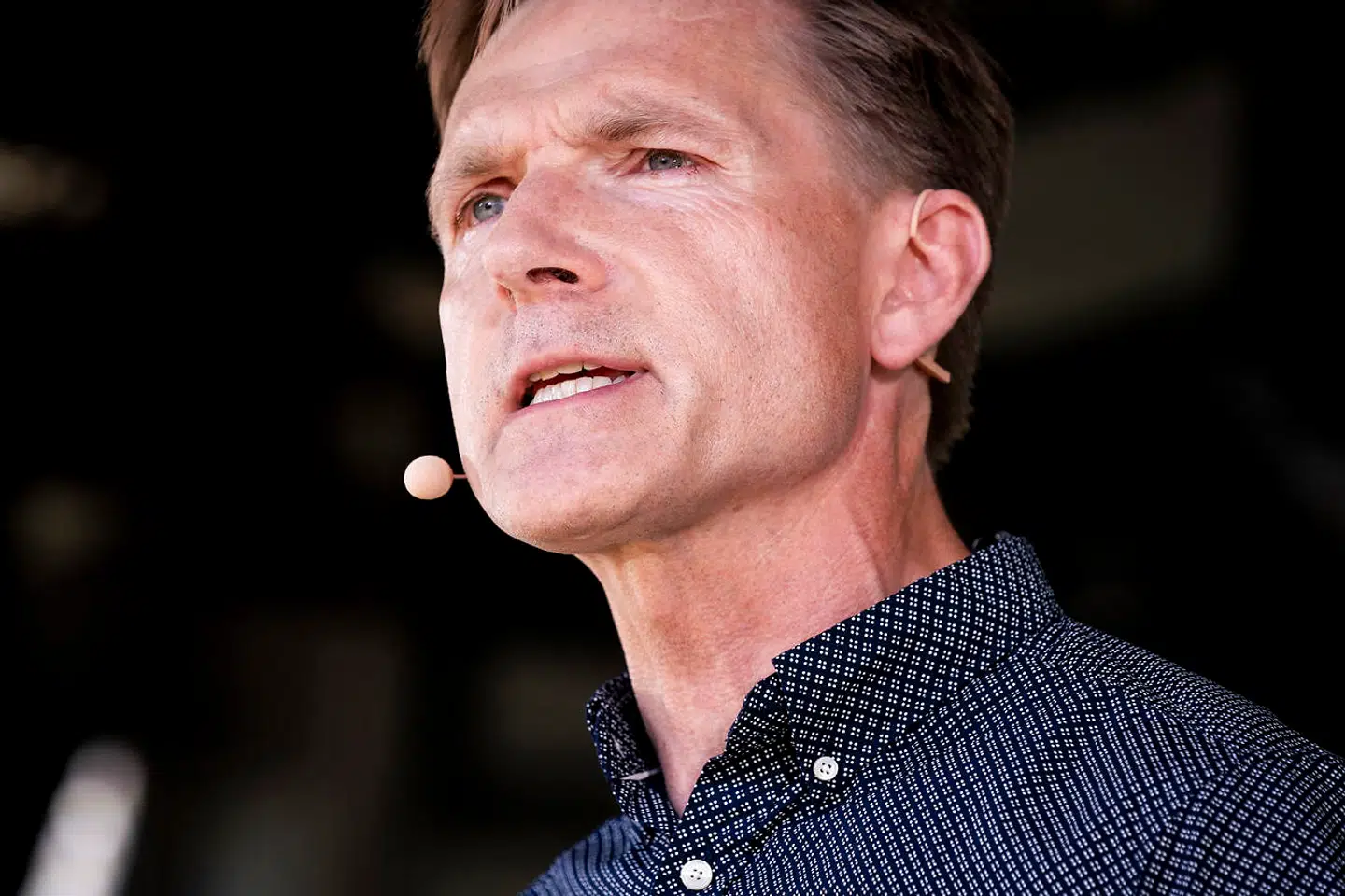 Formand for Dansk Folkeparti, Kristian Thulesen Dahl, holder partiledertale fra Hovedscenen på Folkemødet i Allinge, lørdag den 19. juni 2021.. (Foto: Ida Marie Odgaard/Ritzau Scanpix)