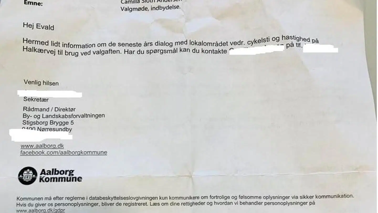 Her er svaret fra rådmandens sekretær, der ud over kontakt til en medarbejder også vedhæfter information om cykelstien.