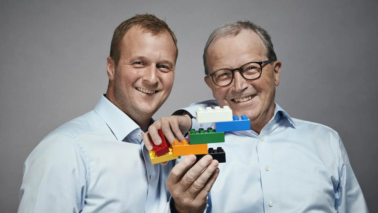 Thomas Kirk Kristiansen med sin far, Kjeld Kirk Kristiansen.
