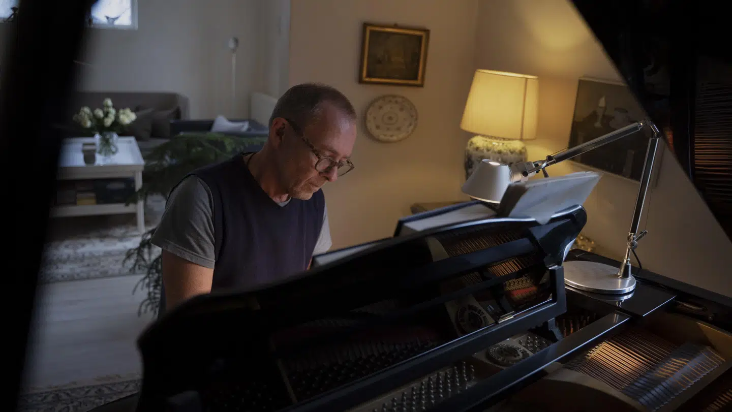 Anders Baggesen er vokset op i et hjem fyldt med sang og musik. Dette flygel har han arvet af sin far.