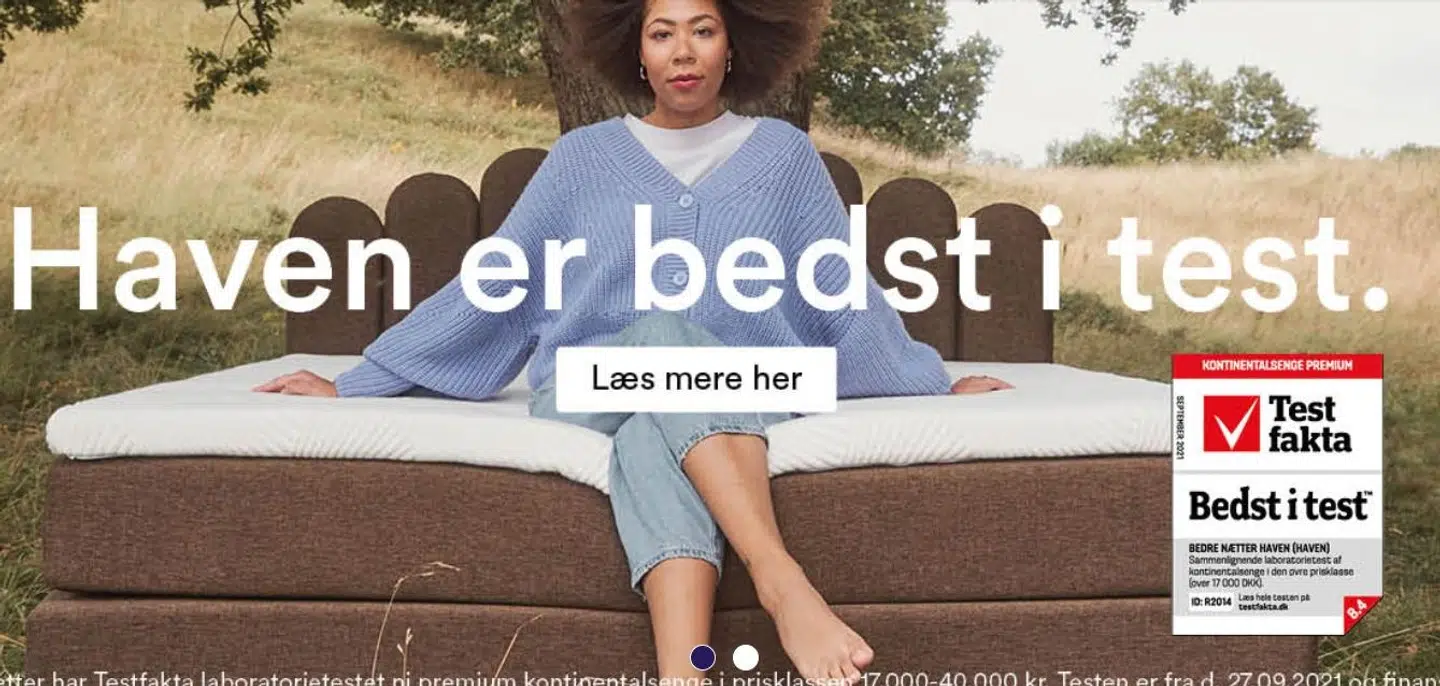 Dette billede møder dig på Bedre Nætters hjemmeside.