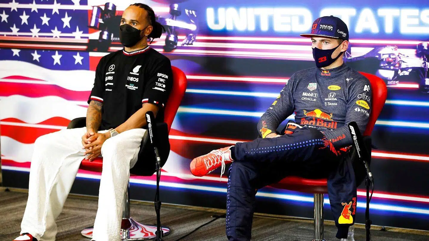 Lewis Hamilton og Max Verstappen.