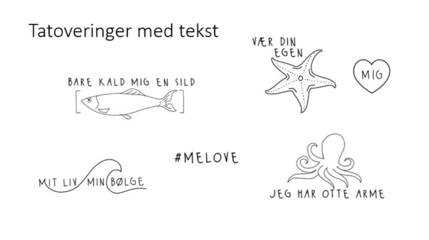 Sådan her ser nogle af de mulige tatoveringer ud. Foto: Fisketorvet