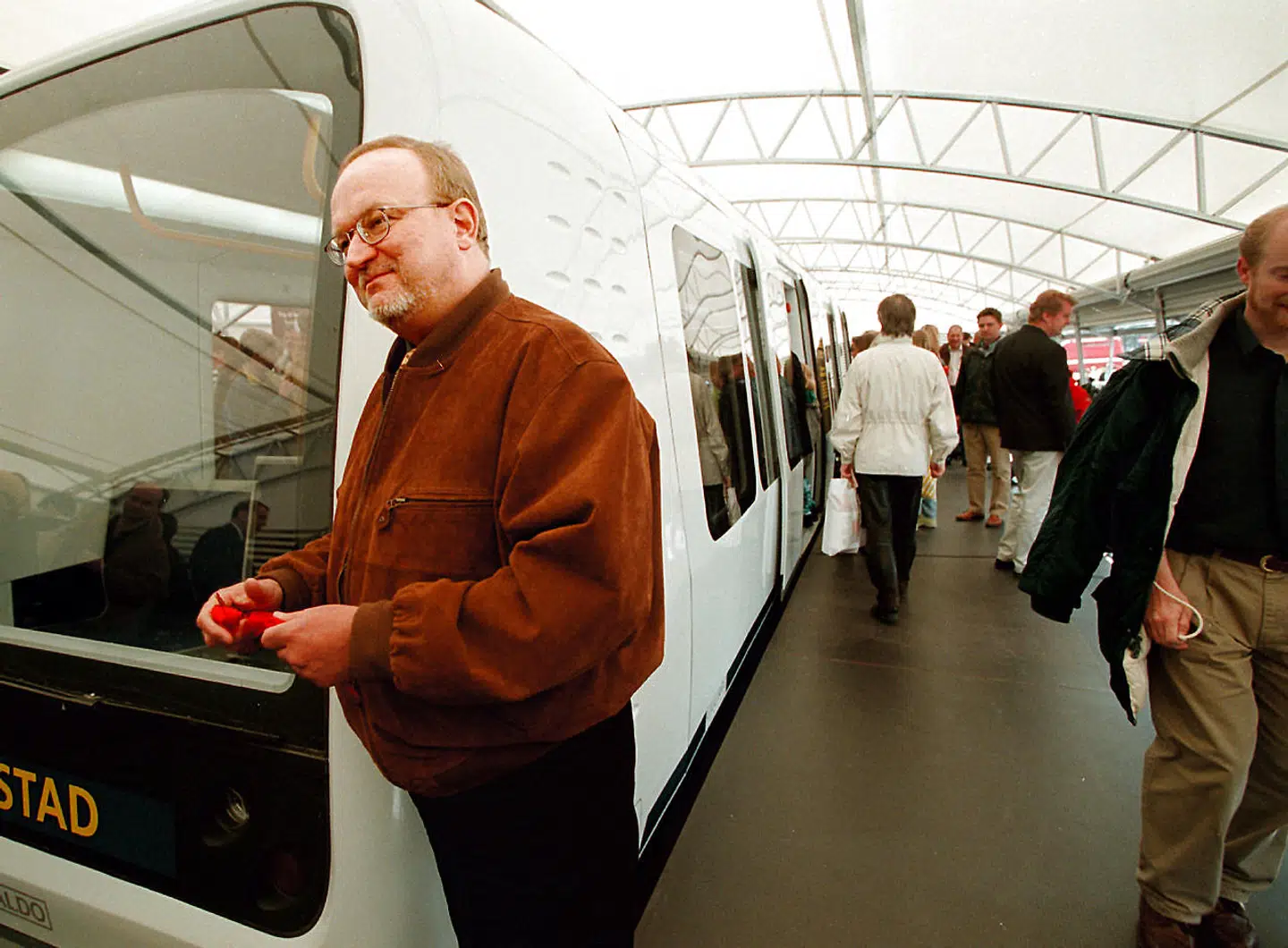 Jens Kramer Mikkelsen var med til afsløringen af det nye metrotog på holdepladsen på Kongens Nytorv.