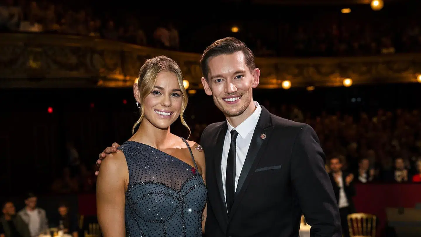 Pernille Blume og Morten Kjeldgaard til 'Knæk Cancer' på Det Kgl. Teater fredag den 29. oktober 2021. (Foto: Martin Sylvest/Ritzau Scanpix 2021)