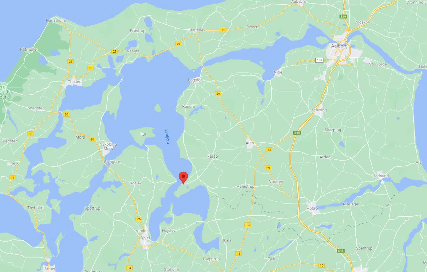 Hændelsen er sket ved den røde markering.