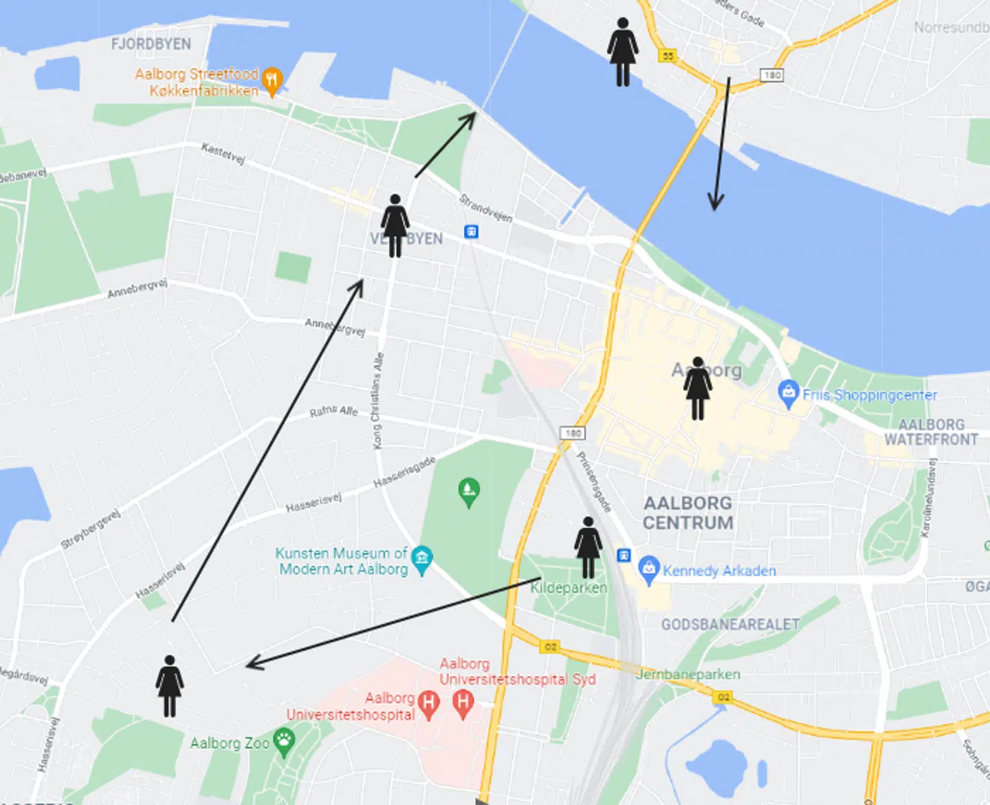 Mette Frederiksen ruteguide i Aalborg.