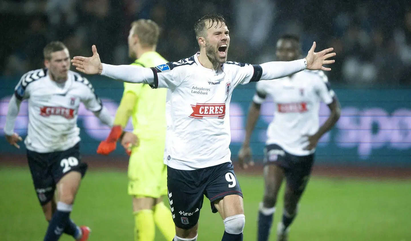 AGFs Frederik Brandhof jubler over sin scoring mod AaB.